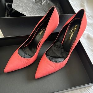 Saint Laurent Rose Pointed Toe Heels 38.5